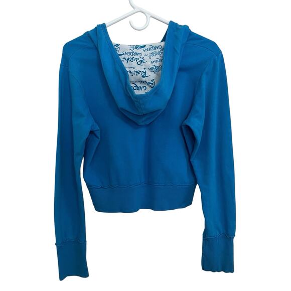 Busch Gardens | Blue Crop Raw Hem Y2K Spellout Hoodie Women’s Large - Picture 4 of 5